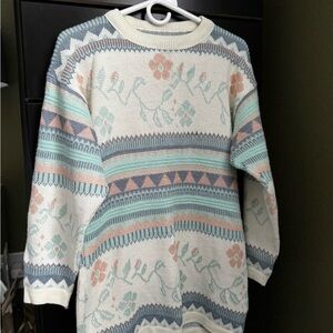 Vintage Floral Patterned Sweater - Cream and Pastel